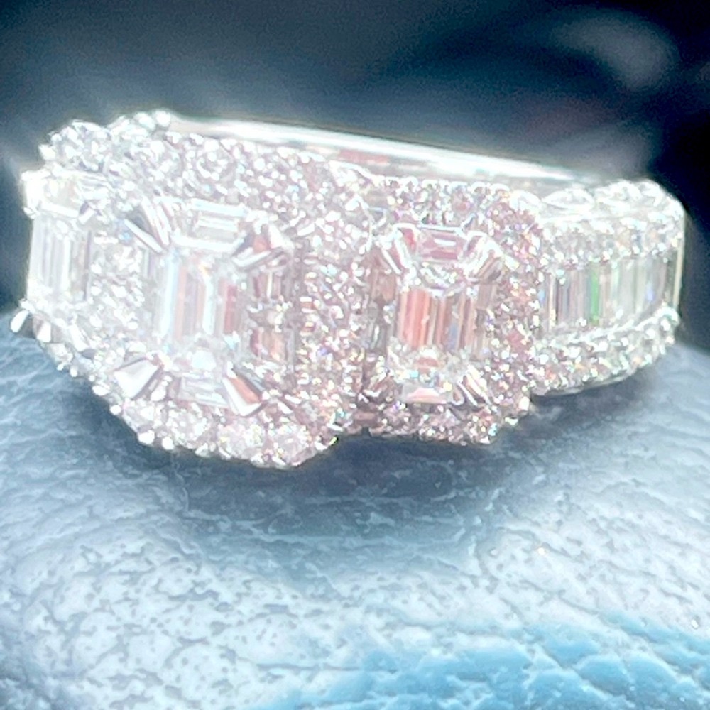 SOLD-Natural Diamond Ring 2.04 carats (97 Diamonds) Solid 14kt White Gold NWT